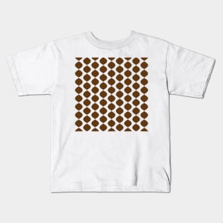 Mid Century Modern Retro 60s Waves Pattern  (Darker Warm Brown) Kids T-Shirt